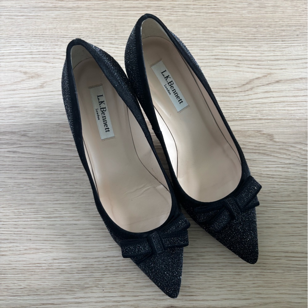 LK Bennett pointed toe kitten heels with bow